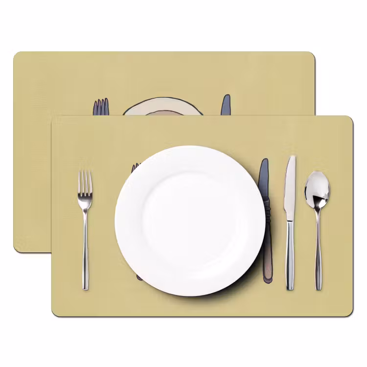 Placemat vinyl - Illustratie - Bord - Bestek - Beige — 2