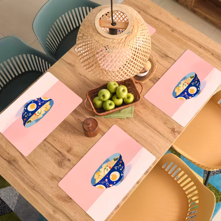 Placemat vinyl - Noodles - Kom - Blauw - Illustratie — 3