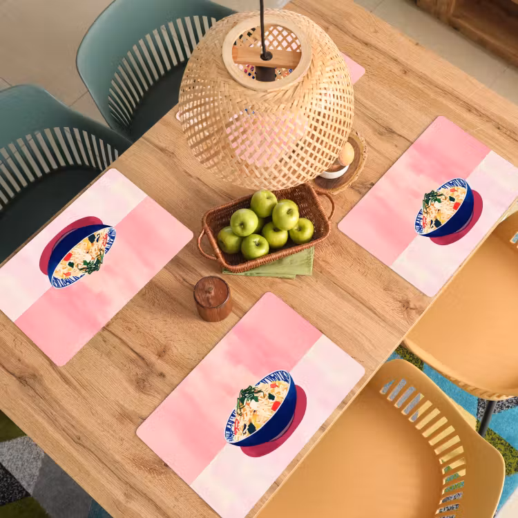 Placemat vinyl - Rijst - Illustratie - Kom - Groente — 3