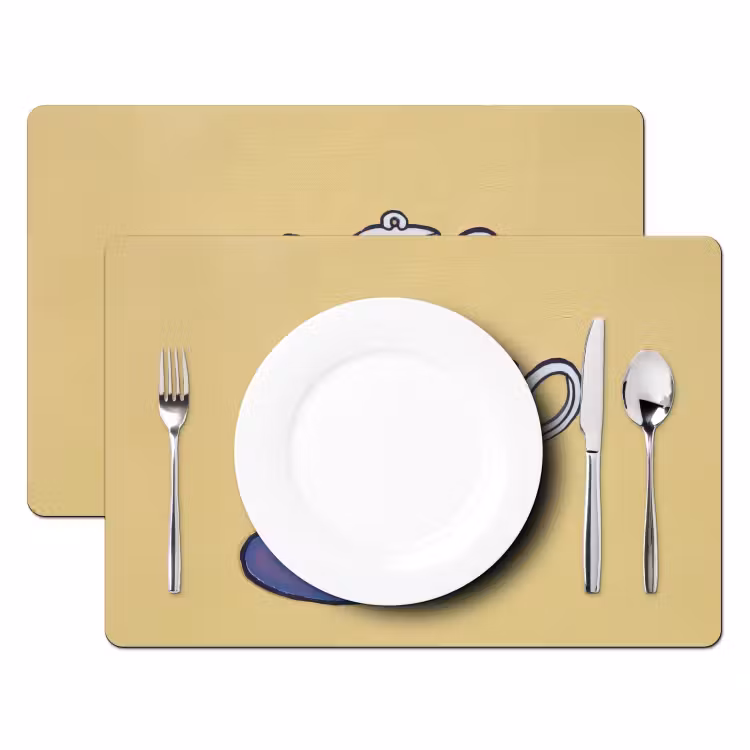 Placemat vinyl - Theepot - Kopje - Beige - Illustratie — 2