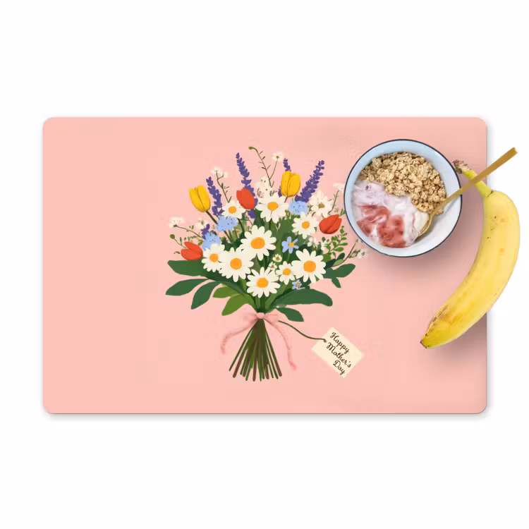 Placemat vinyl - Bloemen - Lint - Kaartje — 1