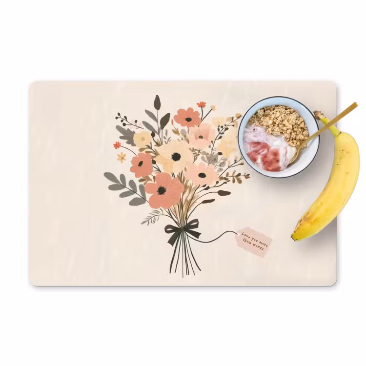 Placemat vinyl - Bloemen - Quote - Beige - Lint — 1