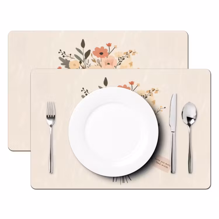 Placemat vinyl - Bloemen - Quote - Beige - Lint — 2