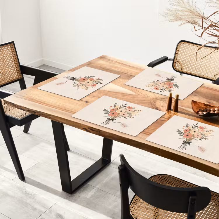 Placemat vinyl - Bloemen - Quote - Beige - Lint — 4