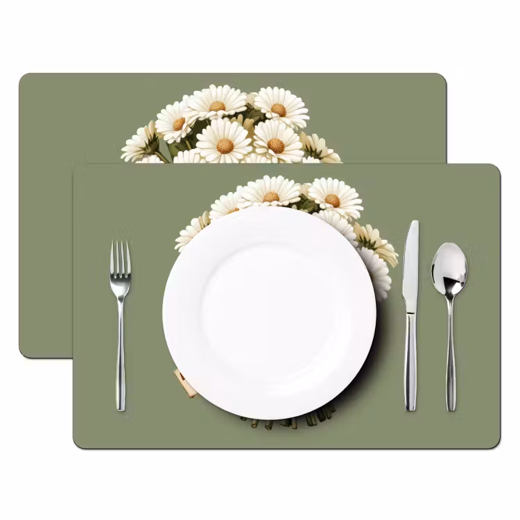Placemat vinyl - Lint - Boeket - Groen - Quote — 2