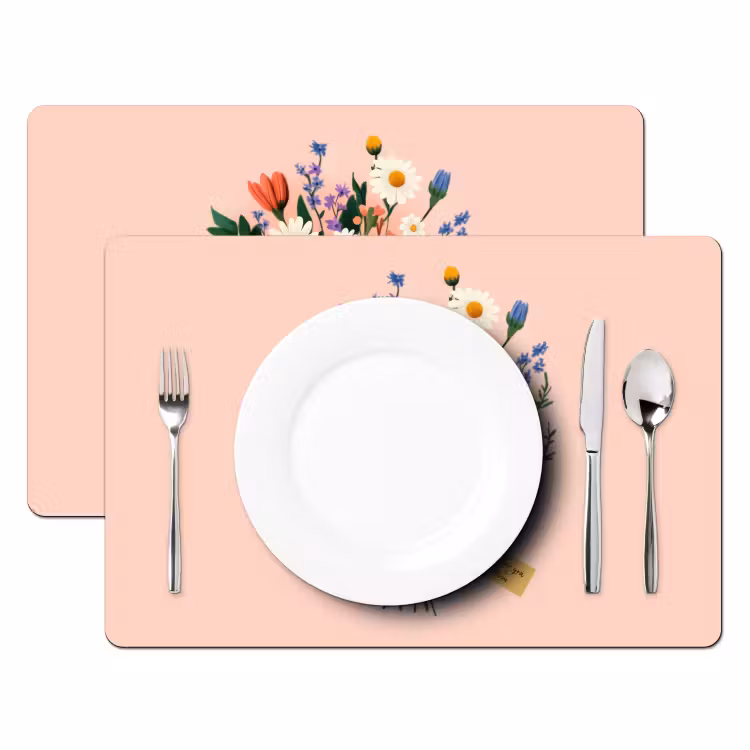 Placemat vinyl - Margrieten - Boeket - Strikje - Roze — 2