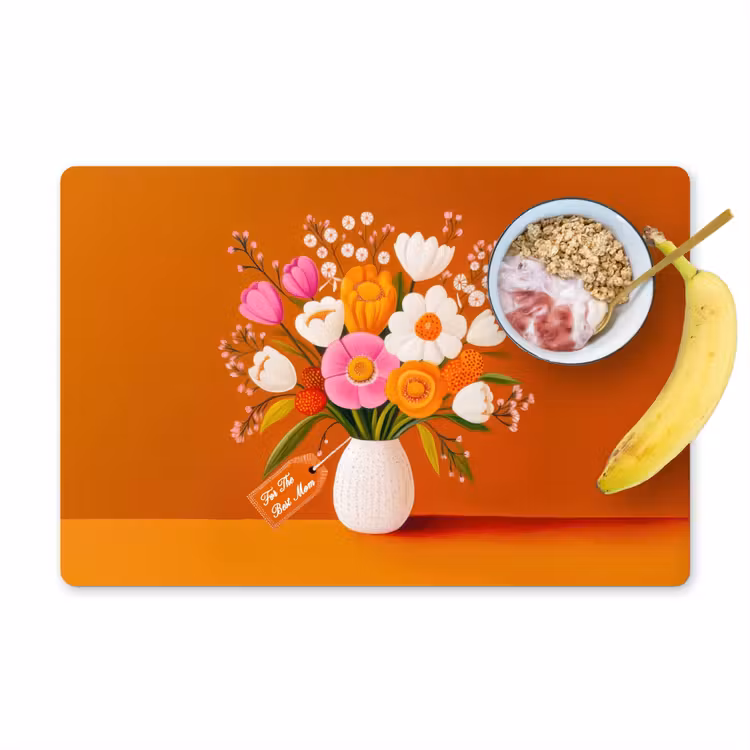 Placemat vinyl - Vaas - Bloemen - Oranje — 1