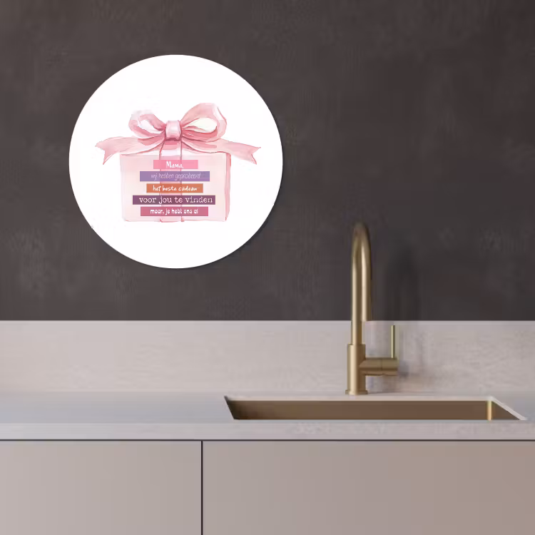 Muurcirkel - Cadeau - Strik - Tekst - Roze — 3