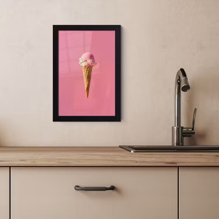 Poster met lijst - Hoorntje - Schepijs - Roze — 3