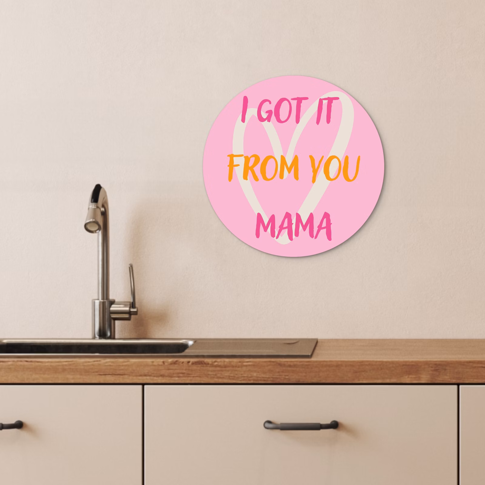 Muurcirkel - Mama - Quote - Hart - Roze — 1