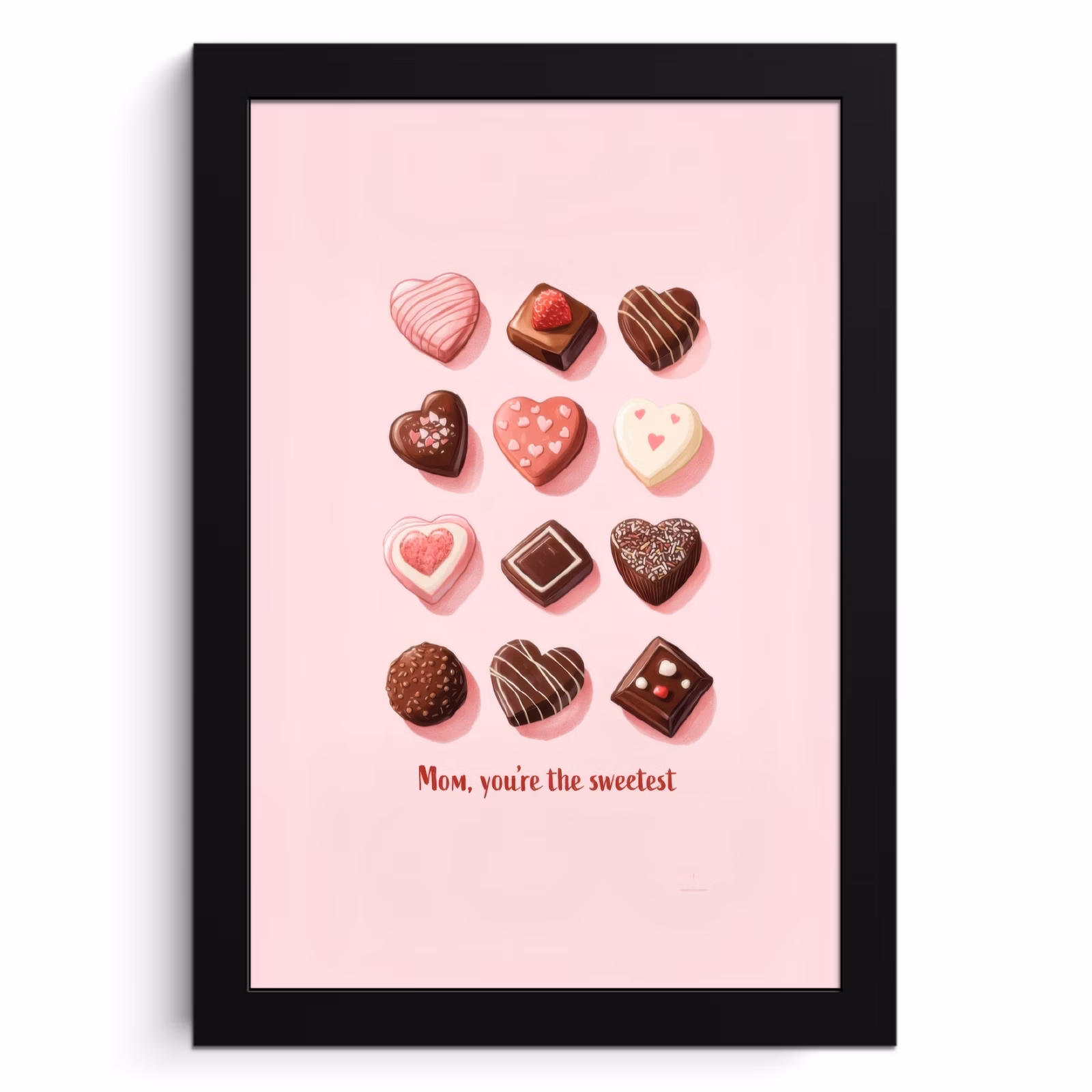 Poster met lijst - Chocolaatjes - Hartvormig - Liefste — 1
