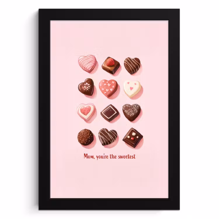 Poster met lijst - Chocolaatjes - Hartvormig - Liefste — 1