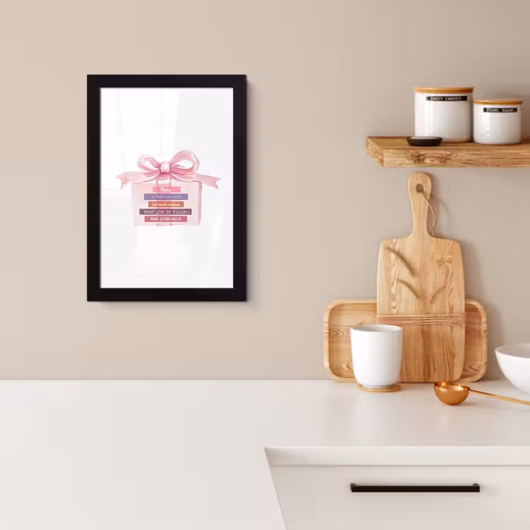 Poster met lijst - Cadeau - Strik - Tekst - Roze — 2