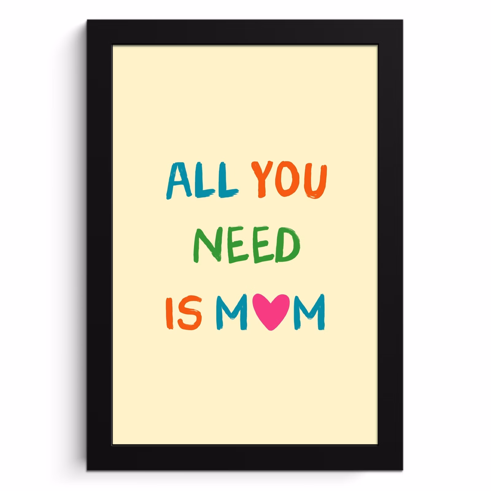Poster met lijst - Hartje - Moeder - Tekst - Kleurrijk — 1