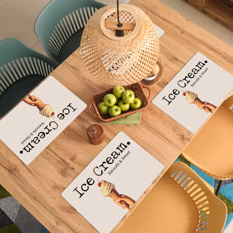Placemat vinyl - Ice cream - Softijs - Kleurrijk - Kers — 3