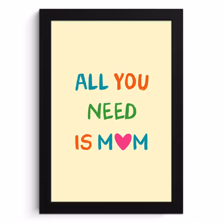 Poster met lijst - Hartje - Moeder - Tekst - Kleurrijk — 1