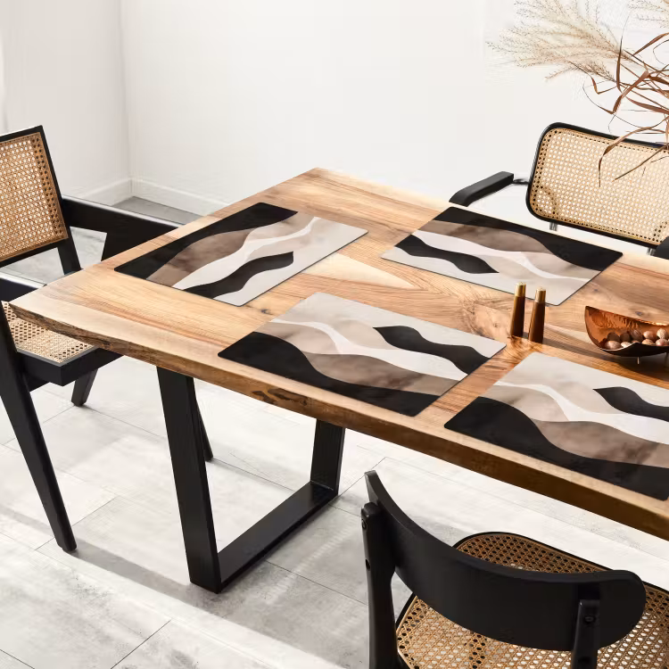 Placemat vinyl - Abstract - Landschap - Golven - Crèmekleur — 4