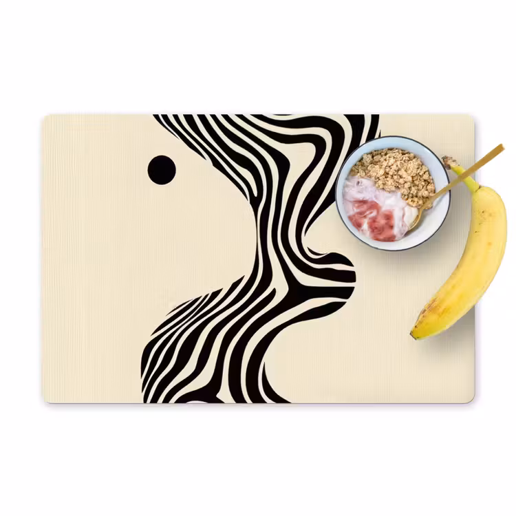 Placemat vinyl - Beige - Lijnen - Golvend - Abstract — 1