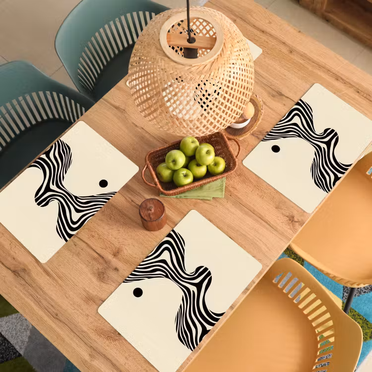 Placemat vinyl - Beige - Lijnen - Golvend - Abstract — 3