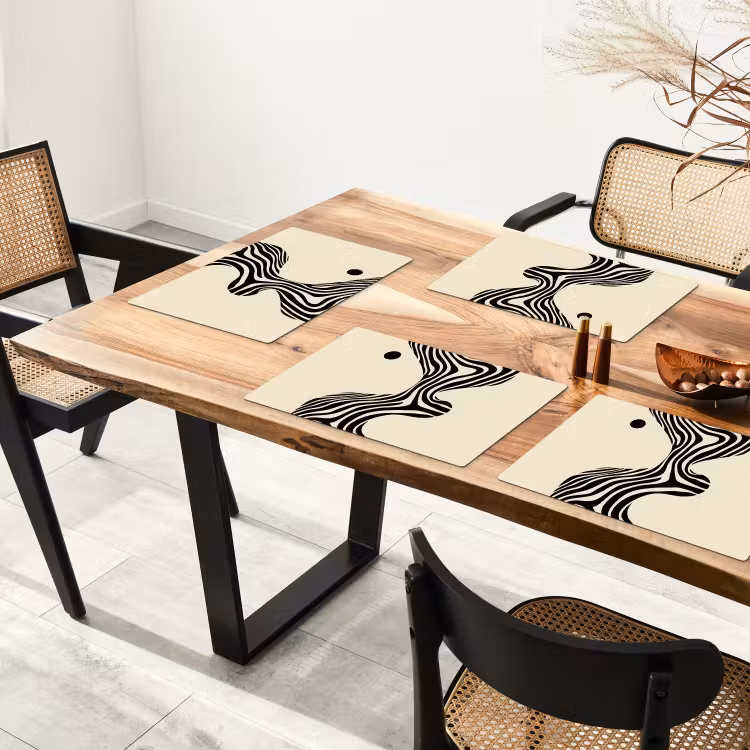 Placemat vinyl - Beige - Lijnen - Golvend - Abstract — 4