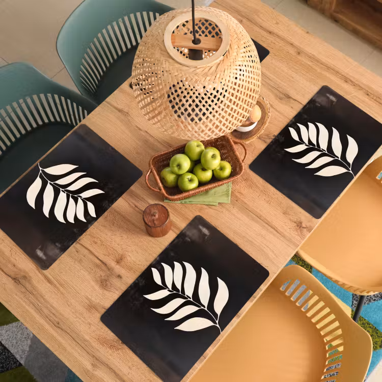 Placemat vinyl - Blad - Wit - Minimalistisch — 3