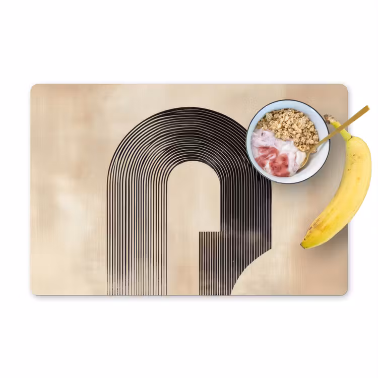 Placemat vinyl - Boog - Strepen - Minimalistisch - Zwart — 1