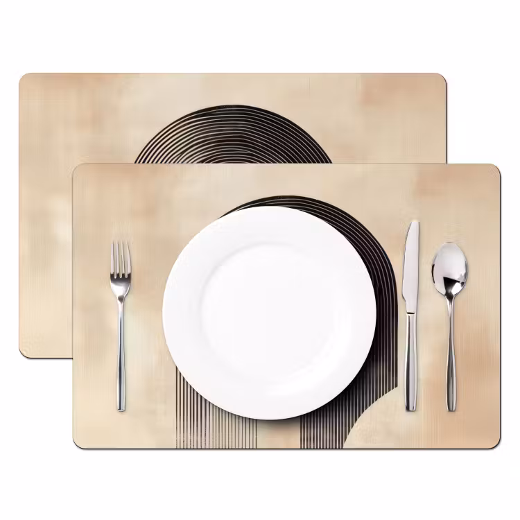 Placemat vinyl - Boog - Strepen - Minimalistisch - Zwart — 2