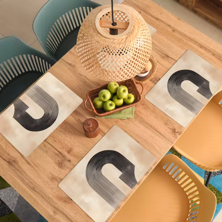 Placemat vinyl - Boog - Strepen - Minimalistisch - Zwart — 3