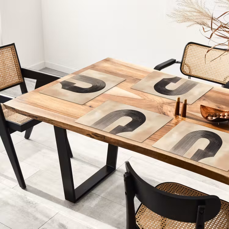 Placemat vinyl - Boog - Strepen - Minimalistisch - Zwart — 4