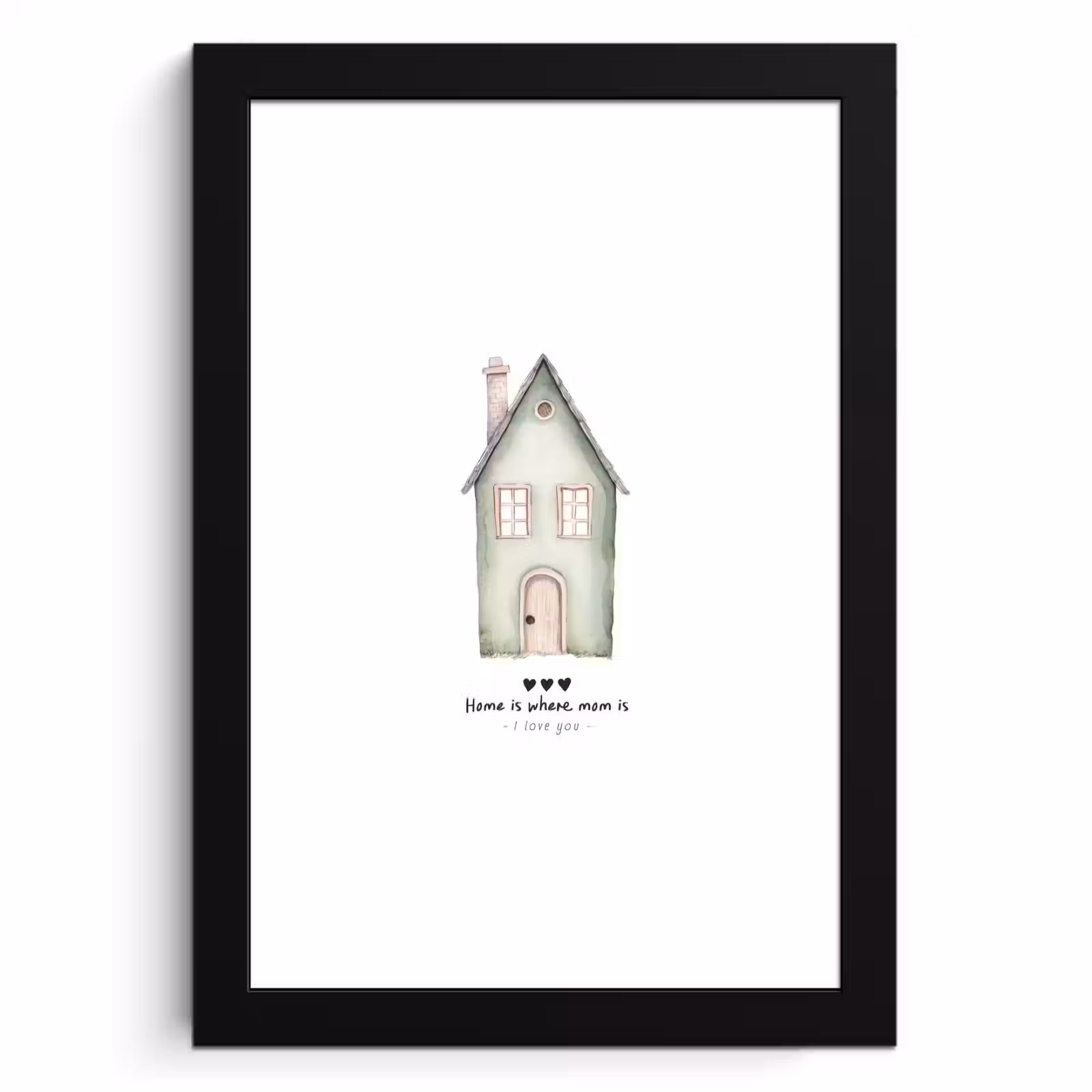 Poster met lijst - Huisje - Groen - Tekst - Liefdevol — 1