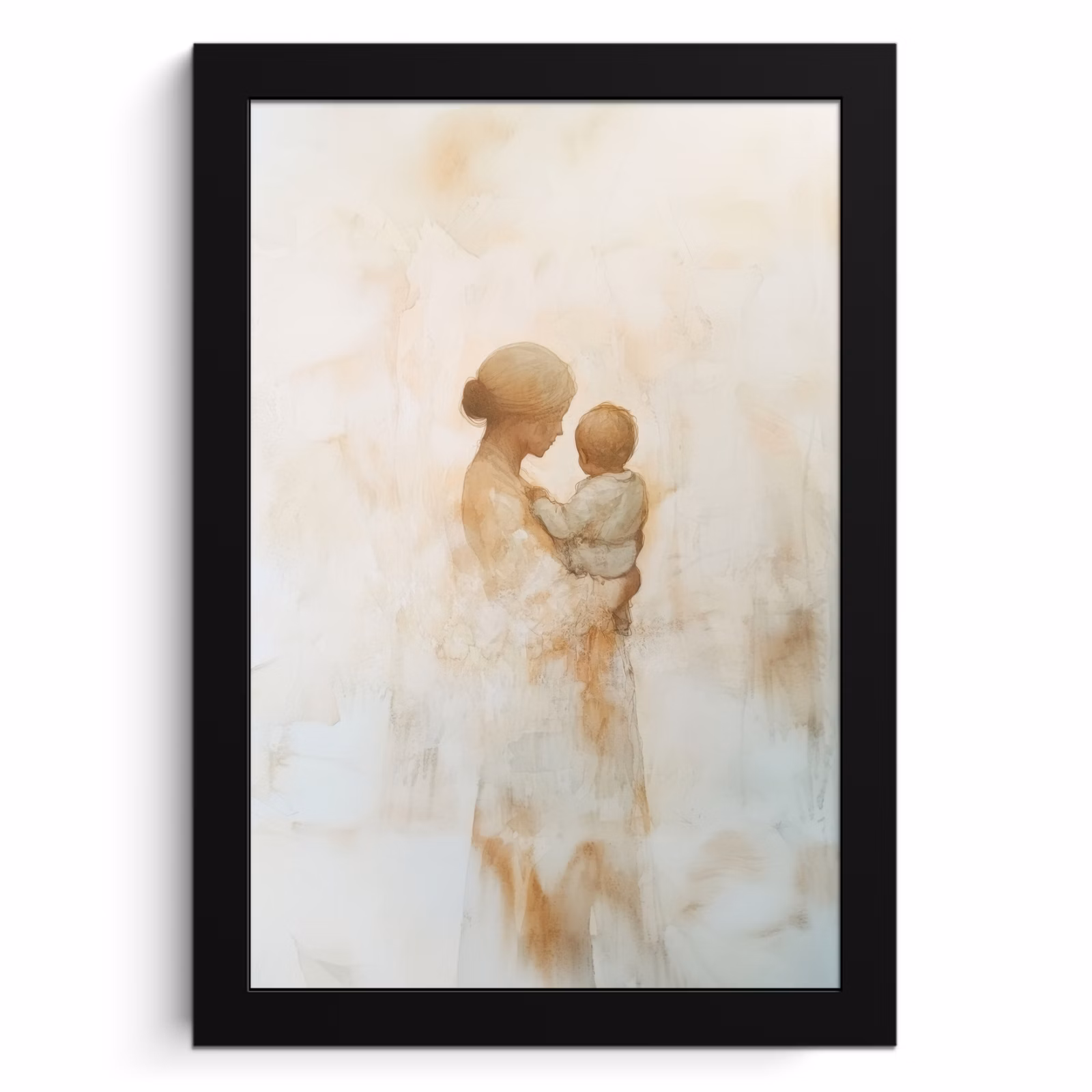 Poster met lijst - Kind - Moeder - Waterverfschilderij — 1
