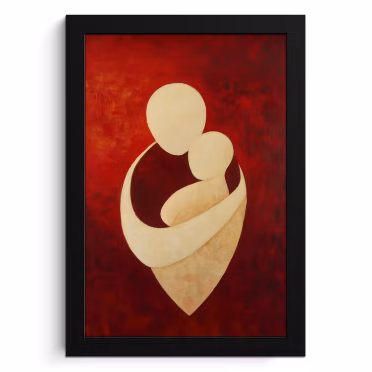 Poster met lijst - Abstract - Moeder - Kind - Rood — 1