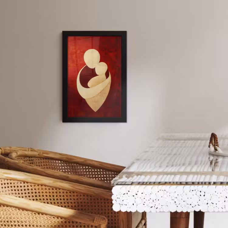 Poster met lijst - Abstract - Moeder - Kind - Rood — 2
