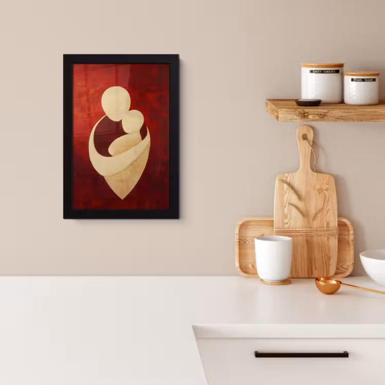Poster met lijst - Abstract - Moeder - Kind - Rood — 3