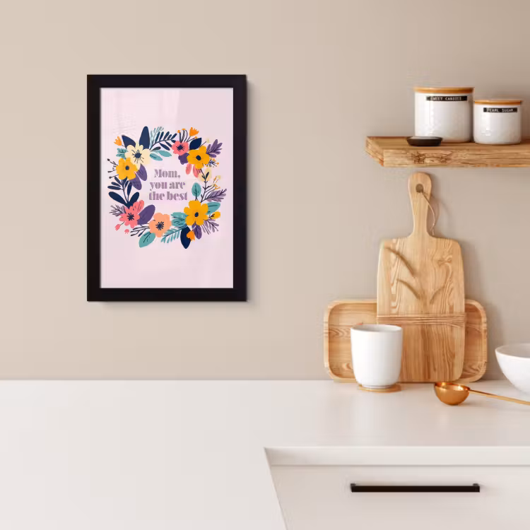 Poster met lijst - Bloemenkrans - Kleurrijk - Moeder — 2