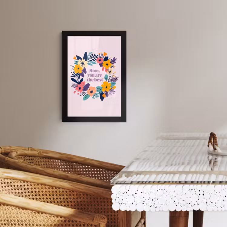 Poster met lijst - Bloemenkrans - Kleurrijk - Moeder — 3