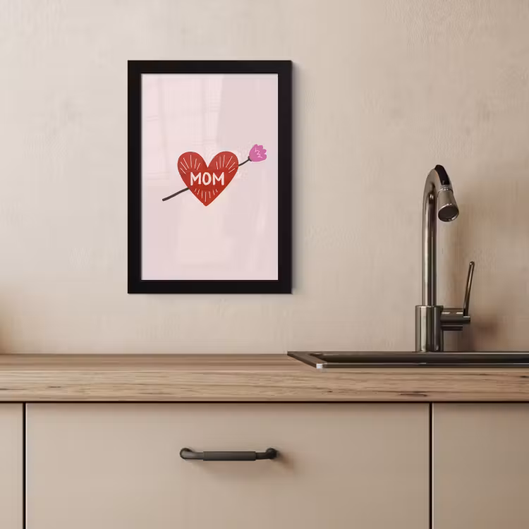 Poster met lijst - Hart - Rood - Bloem - Moeder — 4