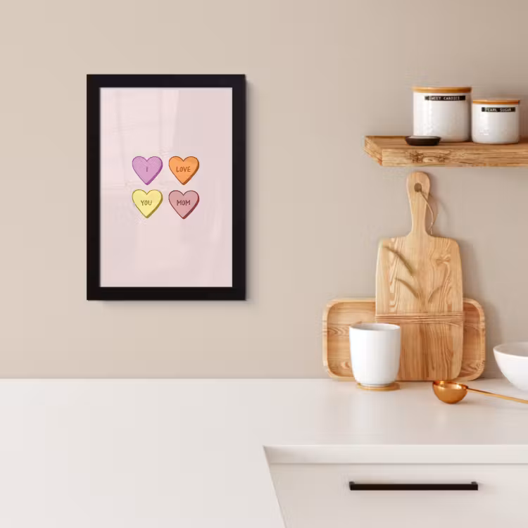 Poster met lijst - Hartjes - Pastel - Liefde - Moeder — 3