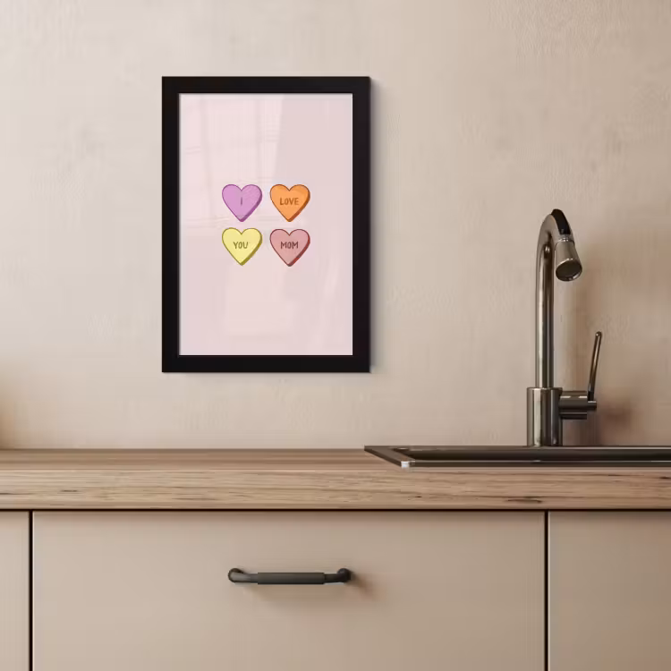 Poster met lijst - Hartjes - Pastel - Liefde - Moeder — 4