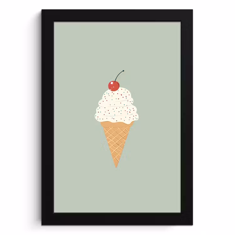 Poster met lijst - Illustratie - Ijsje - Spikkels - Kers — 1