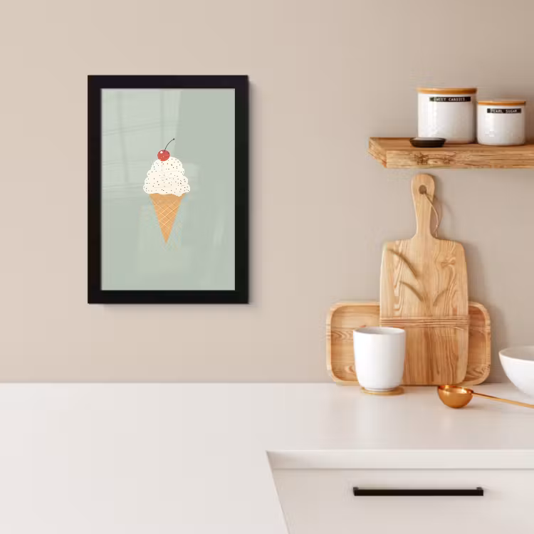 Poster met lijst - Illustratie - Ijsje - Spikkels - Kers — 2
