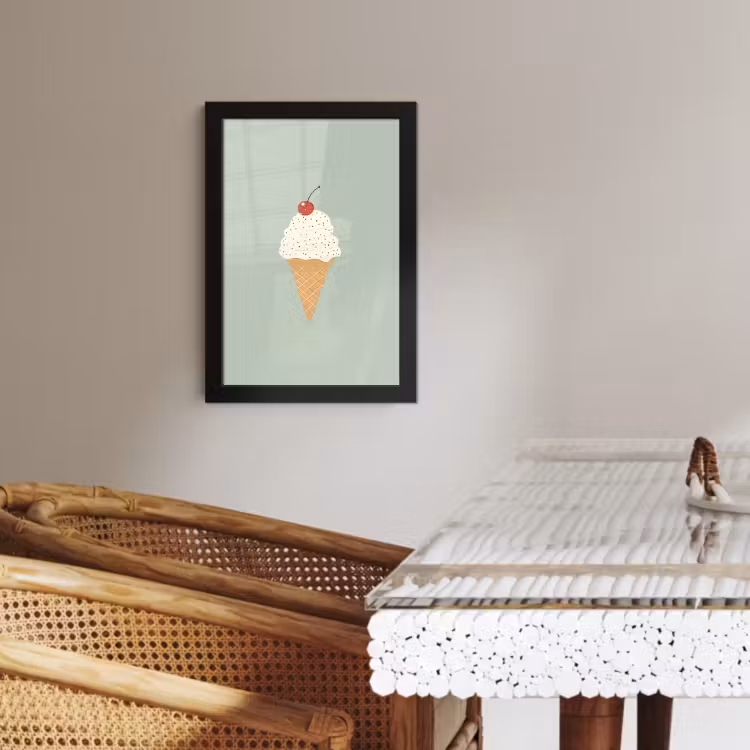 Poster met lijst - Illustratie - Ijsje - Spikkels - Kers — 4