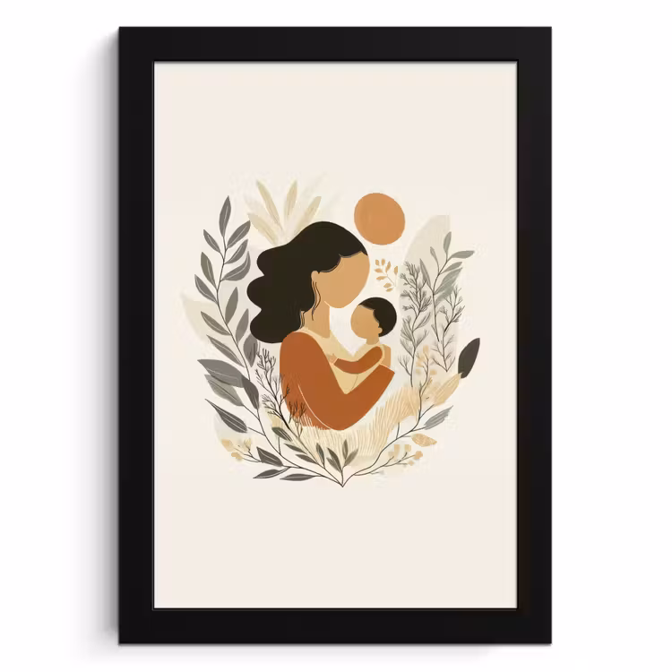 Poster met lijst - Illustratie - Moeder - Kind - Liefdevol — 1