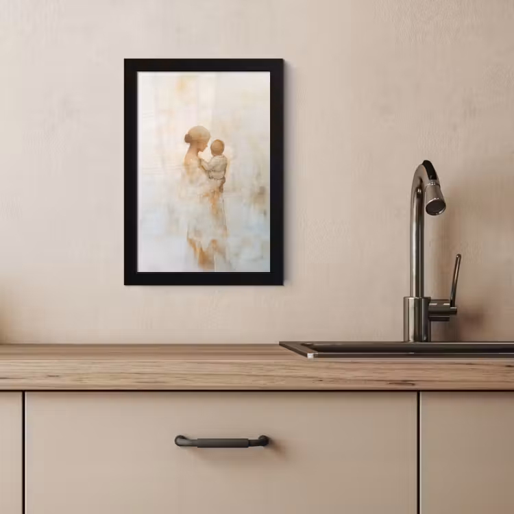Poster met lijst - Kind - Moeder - Waterverfschilderij — 4