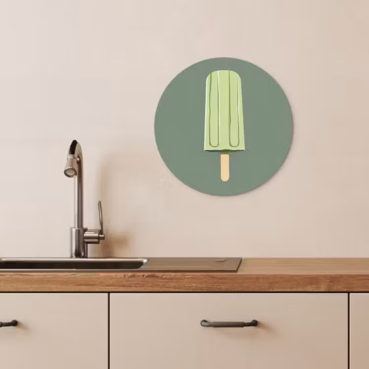 Muurcirkel - Groen - Waterijsje - Stokje - Illustratie — 3