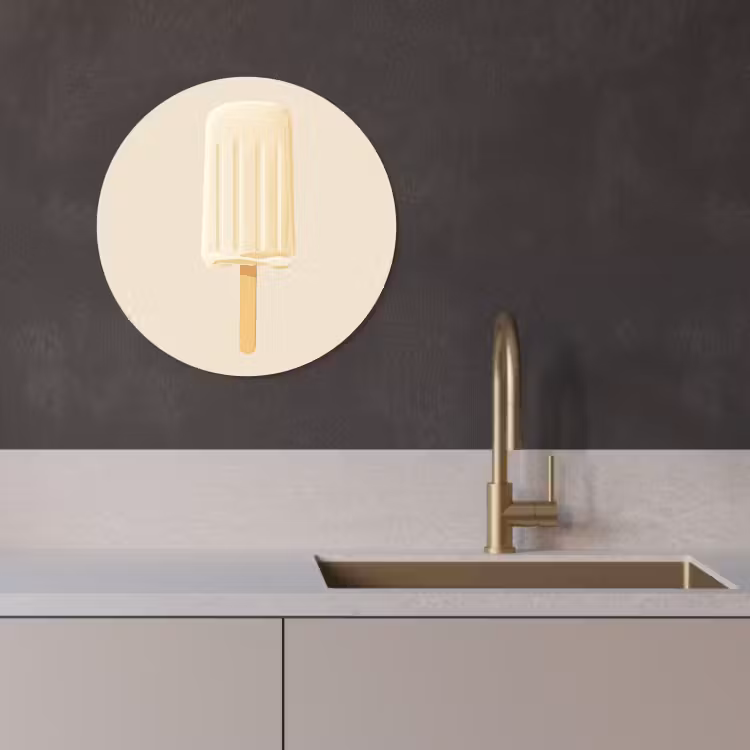 Muurcirkel - Minimalistisch - Waterijsje - Stokje - Beige — 4