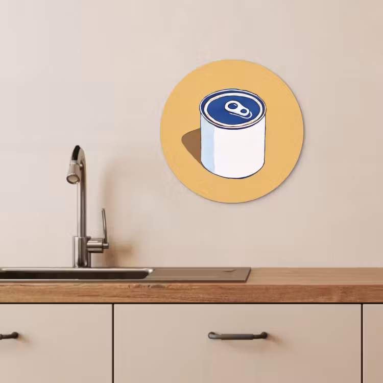 Muurcirkel - Blikje - Minimalistisch - Blauw - Illustratie — 3