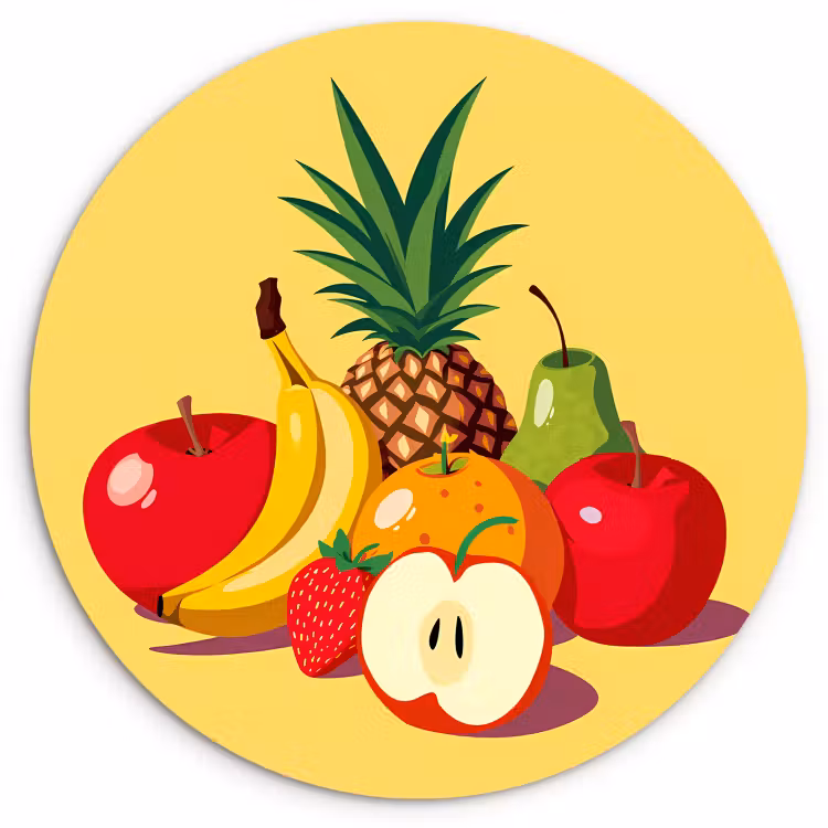 Muurcirkel - Fruit - Illustratie - Kleurrijk — 2