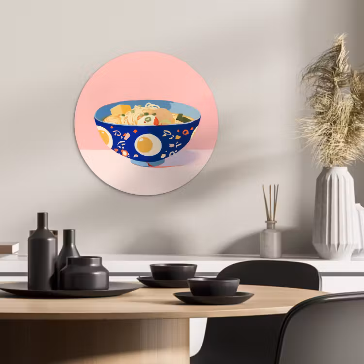Muurcirkel - Noodles - Kom - Blauw - Illustratie — 2