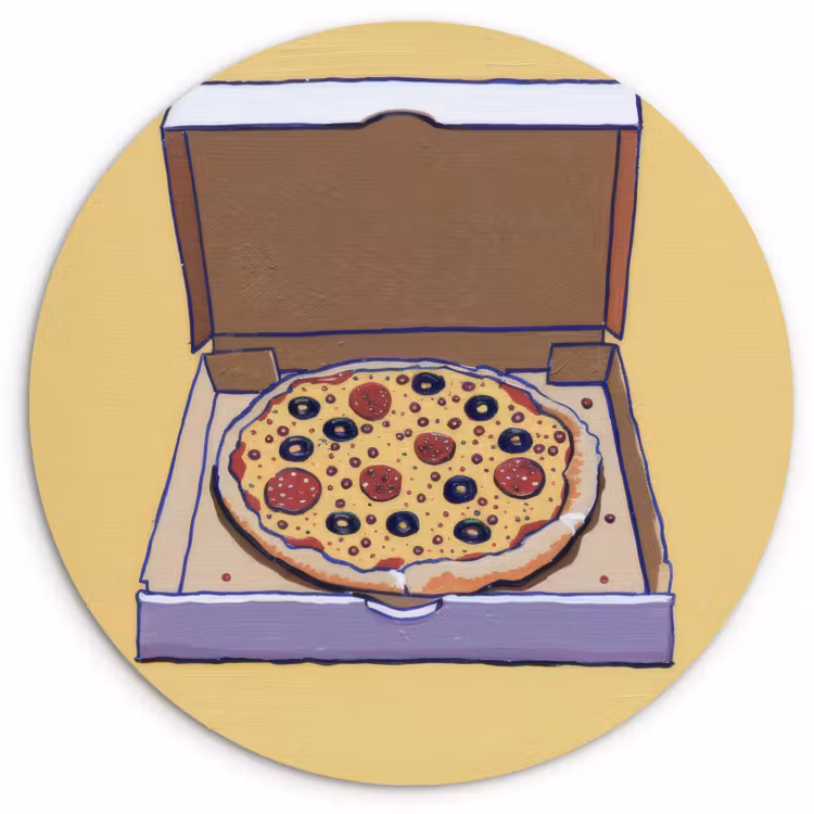 Muurcirkel - Pizza - Doos - Salami - Illustratie — 2